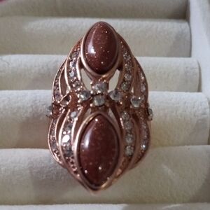 Elegant Goldstone Ring Size 7